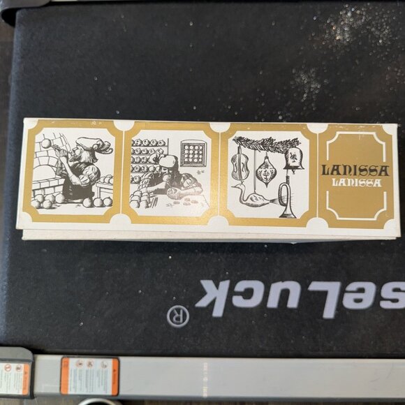 6 Vtg Lanissa Glass Christmas Ornaments Gold, Box, 3" - Picture 8 of 8